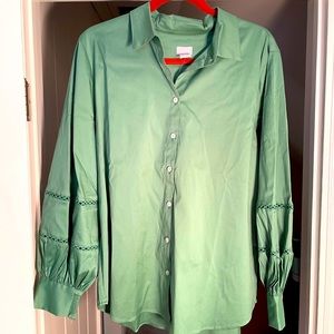Chico’s - Women’s Green 3/4 Sleeve Button Down Shirt, Size 3